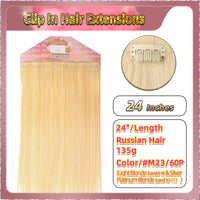 24'' Clip In Hair Extensions 3 Pieces 21 Clips Standard Full Head（Blonde）