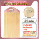 24'' Clip In Hair Extensions 3 Pieces 21 Clips Standard Full Head（Blonde）