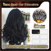 24'' Russian Hair On Darker Range Nano Bead Hair Extensions  100 Strands Standard Full Head  27