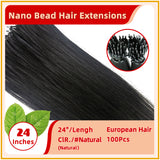 24'' (60cm) Nano Bead Hair Extensions 100 Strands #Natural