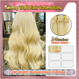 24'' Sewing Weft Hair Extensions  2 Strips Standard Full Head  (Blond）