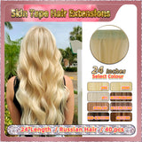24''  Skin Tape Hair Extensions  40 PCs  Standard Full Head (Blond）