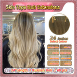 24''  Skin Tape Hair Extensions  40 PCs  Standard Full Head (Blond）