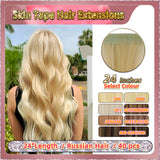 24''  Skin Tape Hair Extensions  40 PCs  Standard Full Head (Blonde）