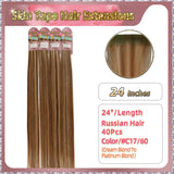 24''  Skin Tape Hair Extensions  40 PCs  Standard Full Head (Blond）