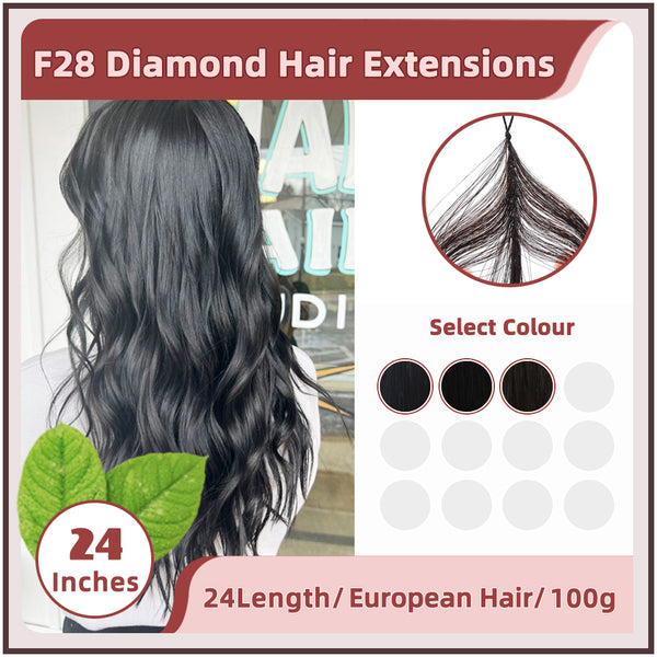 24 Inches ( 60cm ) 100g European Hair F28 Diamond Feather Tecknick Hair Extensions