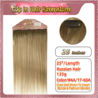 25'' Clip In Hair Extensions 3 Rows 21 Clips Standard Full Head（Blonde）