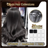 26'' Russian Hair On Darker Range Clip In Hair Extensions