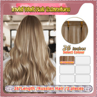 26'' Invisi Weft Hair Extensions  2 Strips Standard Full Head  (Blonde）