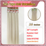 26''  Skin Tape Hair Extensions  40 PCs  Standard Full Head (Blond）