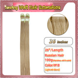 26'' Sewing Weft Hair Extensions  2 Strips Standard Full Head  (Blond）