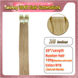 28'' Sewing Weft Hair Extensions  2 Strips Standard Full Head  (Blonde）