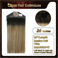 26'' Ombre Clip In Hair Extensions 3 Pieces 21 Clips Standard Full Head(Dark Brown To Blonde）