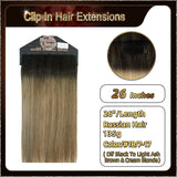 26'' Ombre Clip In Hair Extensions 3 Pieces 21 Clips Standard Full Head(Dark Brown To Blonde）
