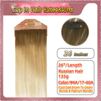 25'' Clip In Hair Extensions 3 Rows 21 Clips Standard Full Head（Blonde）