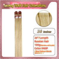26'' Sewing Weft Hair Extensions  2 Strips Standard Full Head  (Blonde）