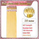 26" Nano Bead Hair Extensions 100 Stands Full Head (Blond）