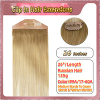25'' Clip In Hair Extensions 3 Rows 21 Clips Standard Full Head（Blonde）