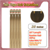 26''  Skin Tape Hair Extensions  40 PCs  Standard Full Head (Blonde）