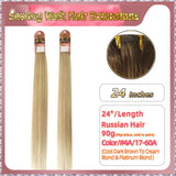 24'' Sewing Weft Hair Extensions  2 Strips Standard Full Head  (Blond）
