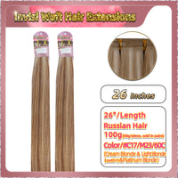 26'' Invisi Weft Hair Extensions  2 Strips Standard Full Head  (Blonde）