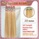 26''  Skin Tape Hair Extensions  40 PCs  Standard Full Head (Blond）