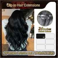 26'' Russian Hair On Darker Range Clip In Hair Extensions 3 Pieces 21 Clips Standard Full Head  27