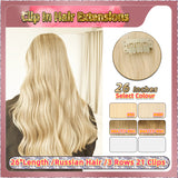 26'' Clip In Hair Extensions 3 Rows 21 Clips Standard Full Head（Blonde）