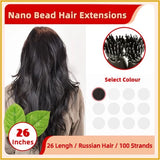 26" #1B 100 Strands Virgin Hair Nano Bead Hair Extensions