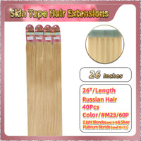 26''  Skin Tape Hair Extensions  40 PCs  Standard Full Head (Blonde）