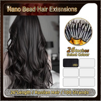 26'' Russian Hair On Darker Range Nano Bead Hair Extensions  100 Strands Standard Full Head  25