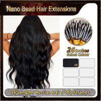 26'' Russian Hair On Darker Range Nano Bead Hair Extensions  100 Strands Standard Full Head  27