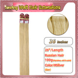 26'' Sewing Weft Hair Extensions  2 Strips Standard Full Head  (Blond）