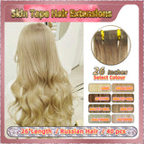26''  Skin Tape Hair Extensions  40 PCs  Standard Full Head (Blond）