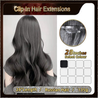 28'' Russian Hair On Darker Range Clip In Hair Extensions