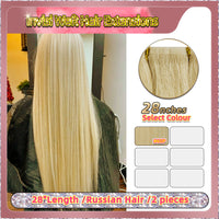 28'' Russian Hair On Blonde Range Invisi Weft Hair Extensions 2 Strips Standard Full Head  28