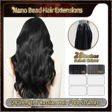 28" Ombre Nano Bead Hair Extensions 100 Stands Full Head (Dark Brown To Blond）