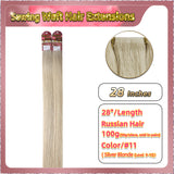 28'' Sewing Weft Hair Extensions  2 Strips Standard Full Head  (Blonde）