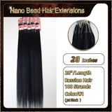 28" Ombre Nano Bead Hair Extensions 100 Stands Full Head (Dark Brown To Blond）