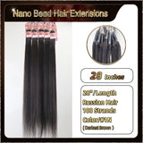 28" Ombre Nano Bead Hair Extensions 100 Stands Full Head (Dark Brown To Blond）
