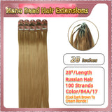 28" Nano Bead Hair Extensions 100 Stands Full Head (Blonde）