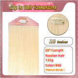 28'' Clip In Hair Extensions 3 Pieces 21 Clips Standard Full Head（Blonde）