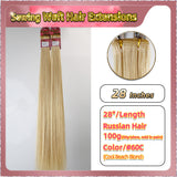 28'' Sewing Weft Hair Extensions  2 Strips Standard Full Head  (Blond）
