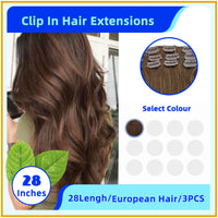 28" 3PCS Invisiable 21 Stainless Steel European Hair Clip In Hair Extensions