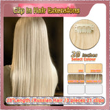 28'' Clip In Hair Extensions 3 Rows 21 Clips Standard Full Head（Blond）