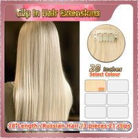 28'' Clip In Hair Extensions 3 Pieces 21 Clips Standard Full Head（Blonde）