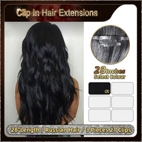 28'' Russian Hair On Darker Range Clip In Hair Extensions 3 Pieces 21 Clips Standard Full Head  27