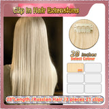 28'' Clip In Hair Extensions 3 Pieces 21 Clips Standard Full Head（Blonde）