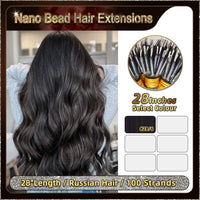 28'' Russian Hair On Darker Range Nano Bead Hair Extensions  100 Strands Standard Full Head  24