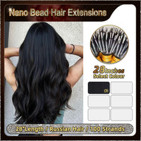 28'' Russian Hair On Darker Range Nano Bead Hair Extensions  100 Strands Standard Full Head  27
